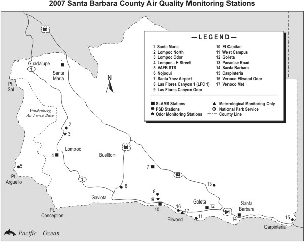 2007 Map of Air Quality Monitoring Stations